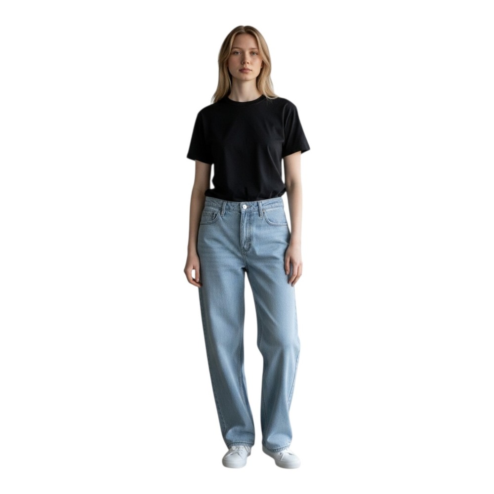 Vervet Womens 30" High Rise Wide Leg Destressed Hem Light Wash Pleat Front Jeans